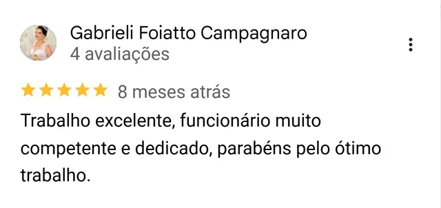 Avaliação de Gabrieli Foiatto Campagnaro no Google sobre a competência da equipe da Botanea