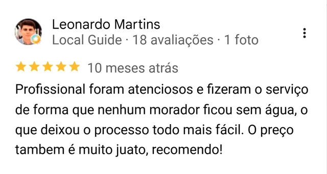 Avaliação de Leonardo Martins no Google sobre o processo tranquilo e o preço justo da Botanea